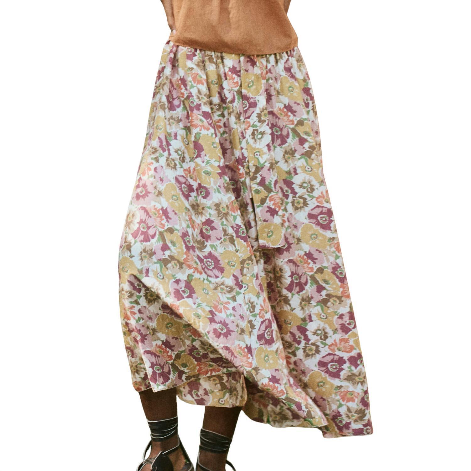 New The Great. Women's The Papyrus Skirt In Golden Lilac Flower